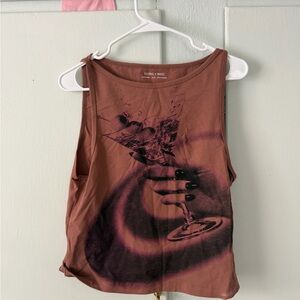 Silence + Noise Brown Graphic Tank Top